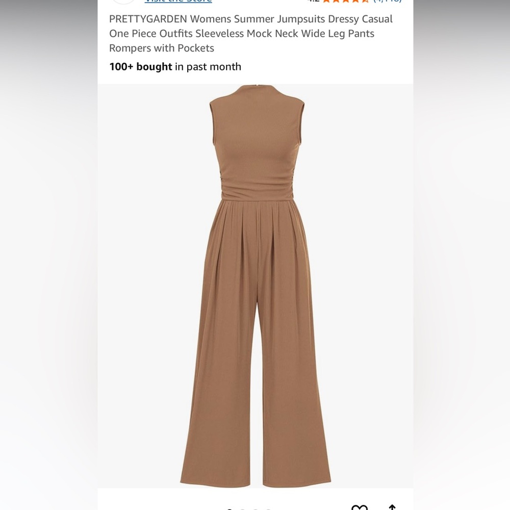 Elegant Tan Sleeveless Jumpsuit